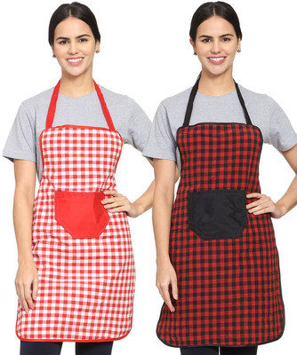 Whitewrap Cotton Chef's Apron - Free Size(Multicolor, Pack of 2)