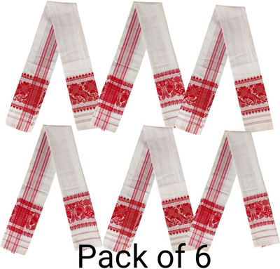 assamese gamucha Terry Cotton 40 GSM Hand, Sport, Hair Gamcha Set(Pack of 6)