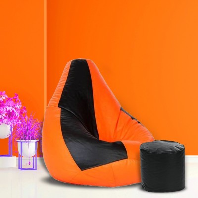 SHIRA 24 XXL Tear Drop Bean Bag Cover  (Without Beans)(Orange, Black)