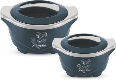 FLAIR Silvermax Insulated Casserole 800 ML, 1200 ML Blue Color Pack of 2 Serve Casserole Set(2000 ml)