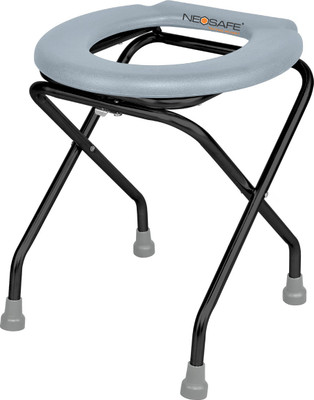 NEOSAFE COMMODE STOOL ROUND TOILET SEAT & CHAIR Commode Chair(Grey)
