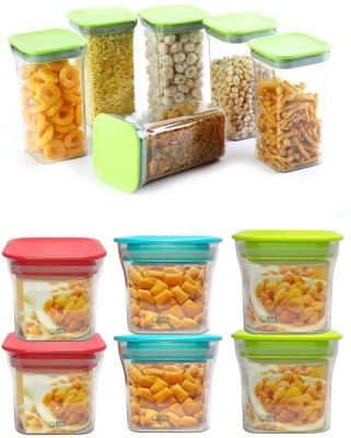 Analog Kitchenware Plastic Grocery Container  - 1100 ml, 550 ml(Pack of 12, Green, Multicolor)