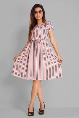 Gurudev fashion Women A-line Pink Knee Length Dress