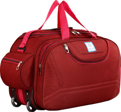 Nice Line (Expandable) Lightweight Waterproof Luggage Travel Duffel Bag with Roller wheels - Gala Red Duffel Strolley Bag (Red) Duffel With Wheels (Strolley)