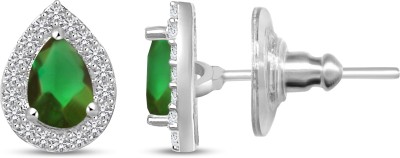 VSHINE FASHION JEWELLERY Earring Set Rhodium Silver Plated Drop Green Stud Earrings for Women & Girls Cubic Zirconia Alloy, Brass, Copper Stud Earring, Drops & Danglers, Earring Set