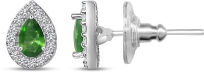 VSHINE FASHION JEWELLERY Earring Set Rhodium Silver Plated Drop Green Stud Earrings for Women & Girls Cubic Zirconia Alloy, Brass, Copper Stud Earring