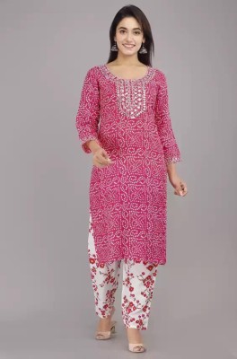 Pakija gold print Women Kurti Pant Set