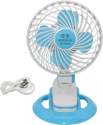 RENMAX Mini Fan USB Rechargeable Clip Mount Fan 12 mm 4 Blade Table Fan(Energy Saving | Multicolor | Pack of 1)