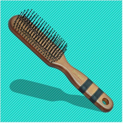 Scarlet Line Professional Maple Wood Anti 7 Row Flat Hair Brush for Men n Women, Black Color