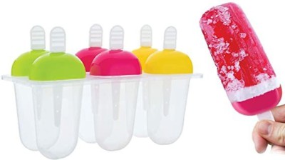 MOOZICO Kulfi Maker Mould, Popsicle Moulds, Ice Candy Maker, Ice Cream Mould Tray of 6 Multicolor Plastic Ice Cube Tray(Pack of1)