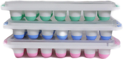 carry Pop Out Ice Tray 3 Multicolor Plastic Ice Cube Tray(Pack of3)