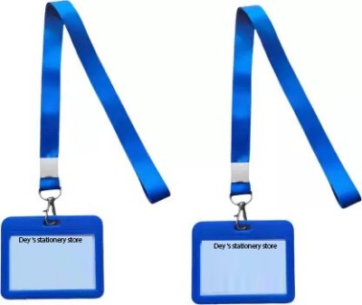 Dey 's stationery store Plastic ID Badge Holder, Lanyard(Pack of 2)