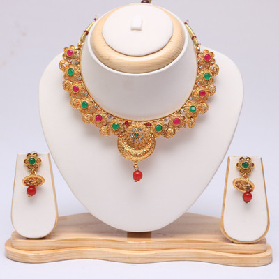 Ethnicking Alloy Gold-plated Multicolor Jewellery Set(Pack of 1)