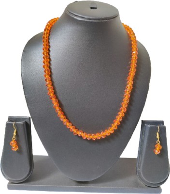 Haryali Metal, Crystal Orange Jewellery Set(Pack of 1)