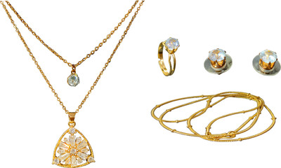 Sheetal Stone, Crystal, Alloy Gold-plated Gold Jewellery Set(Pack of 1)