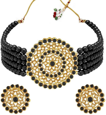 jatin imitation Metal, Stone Gold-plated Black Jewellery Set(Pack of 1)