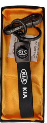 Vinkjal Leather Stylish Stripe KIA Keychain Metal Hook Locking for finished look Key Chain