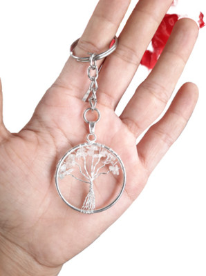 Maitri Export Clear Quartz Tree of Life Key Chain
