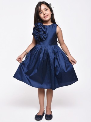 JELLY JONES Baby Girls Below Knee Festive/Wedding Dress(Dark Blue, Sleeveless)