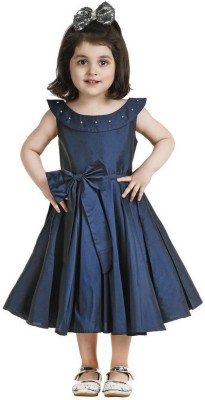 JELLY JONES Baby Girls Below Knee Festive/Wedding Dress(Dark Blue, Sleeveless)