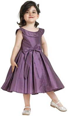 JELLY JONES Baby Girls Below Knee Festive/Wedding Dress(Purple, Cap Sleeve)