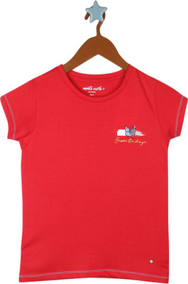 MONTE CARLO Girls Casual Cotton Blend Top(Red, Pack of 1)