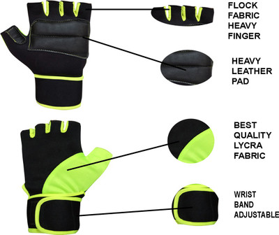 Snipper Lycra Netted Wrist Support Gym & Fitness Gloves (Green) Gym & Fitness Gloves(Green)