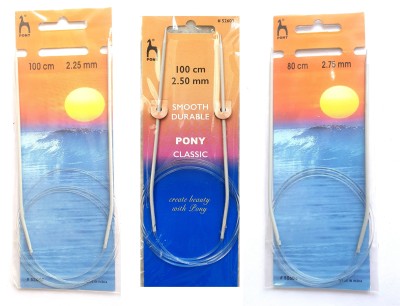 Artonezt Pony Circular Knitting Needle (Set of 3) Size No. 2.25 mm, 2.50mm, 2.75mm Knitting Pin(Pack of 3)