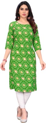 Ara Enterprise Women Printed, Embroidered Straight Kurta(Light Green)