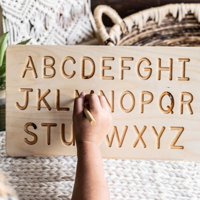 ARVANA English Alphabet Practice Tracing Board with Dummy Pencil Educational Puzzle Toy(Beige)