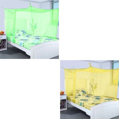 Cool Dealzz Nylon Adults Washable Mosquito Net for Single Bed Combo Pack Nylon Mosquito Net Mosquito Net(Green, Yellow, Bed Box)