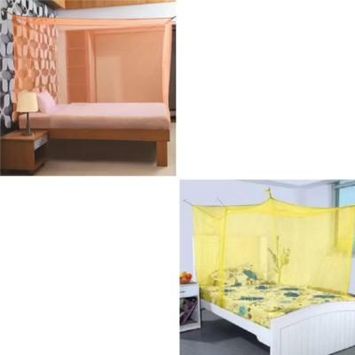 Cool Dealzz Nylon Adults Washable Mosquito Net for Single Bed Combo Pack Nylon Mosquito Net Mosquito Net(Orange, Yellow, Bed Box)