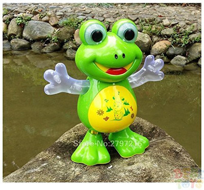 shinetoy Dancing Frog with LED Lights Flashing and Music – Smart Interactive Singing Frog(Grey, Green)