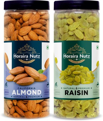 Horaira Nutz Premium Dry Fruits Combo Pack 300g Almond 150g , Raisins 150g( Pack of 2_ 150g ) Almonds, Raisins(2 x 150 g)