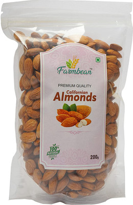 Farmbean Fresh California Almonds 200 G Dryfruit AAA grade badam Almonds(1 x 0.2 kg)