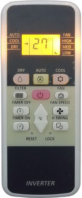 BhalTech 220 AC with Display Light Compatible for  HITACHI Inverter AC with Backlight Remote Controller(White)