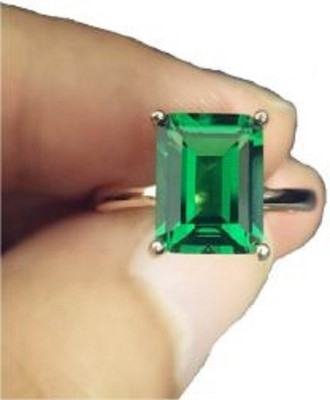 RATAN BAZAAR Ratan Bazaar Natural Emerald Gold Gemstone Ring For Unisex Copper Emerald Gold Plated Ring