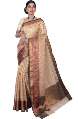 creative impression Woven Banarasi Art Silk, Chanderi Saree(Gold, Brown, Pink, Black)