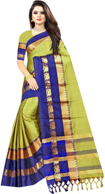 BESTOFSAREES Self Design Bollywood Cotton Silk Saree(Yellow)