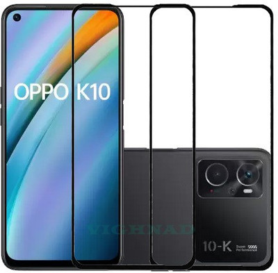 VIGHNAD Edge To Edge Tempered Glass for Oppo K10(Pack of 2)