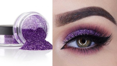 Latixmat Sparkling Loose Shimmer MultiUse Eye Shadow Glitter Powder Pigment Eye Makeup(PURPLE)