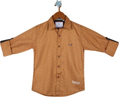 MONTE CARLO Boys Printed Casual Brown Shirt