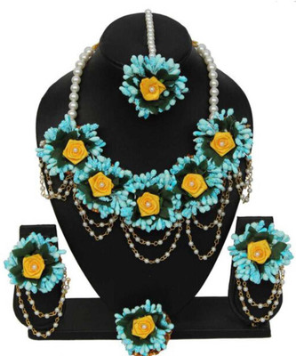Anshiba Creation Fabric Multicolor, Blue, Yellow Jewellery Set(Pack of 1)