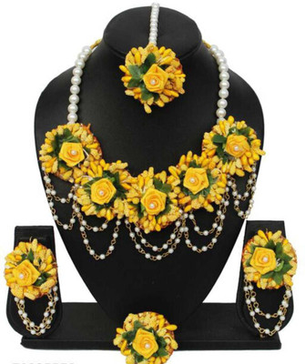 Anshiba Creation Fabric Yellow, Green Jewellery Set(Pack of 1)