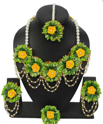 Anshiba Creation Fabric Multicolor, Green, Yellow Jewellery Set(Pack of 1)