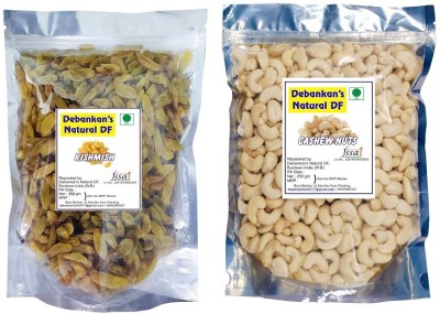 Debankan's Natural DF (2 x 250) Premium Quality Whole Nuts Cashews & large kishmish Raisins Cashews, Raisins(2 x 250 g)