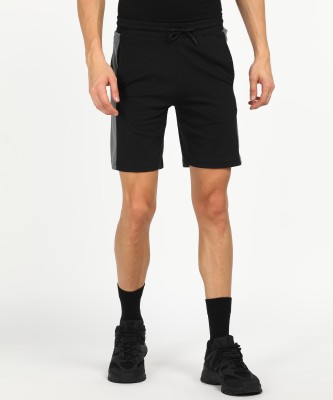 RUF AND TUF Color Block Men Black Regular Shorts