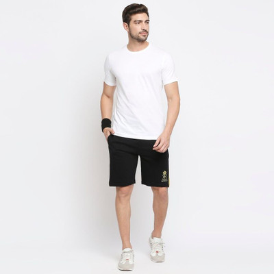 FanCode-RR Solid Men Black Casual Shorts