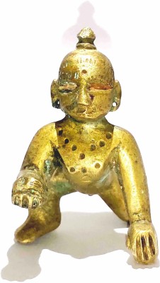 Mata Idol Lord Shri Krishna Murti for Pooja at Home and mandir, Size - 6 cm H , 3.5 cm L. Decorative Showpiece  -  6 cm(Brass, Brown)