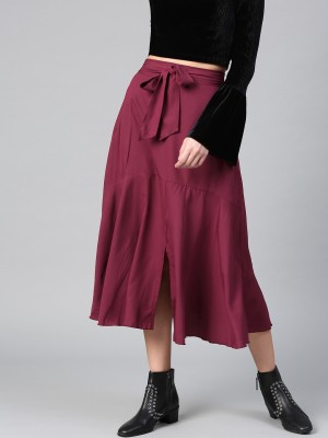 BITTERLIME Solid Women Peplum Purple Skirt